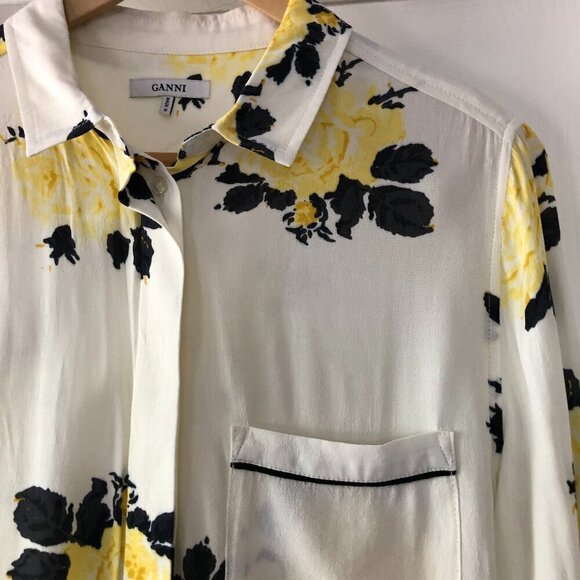 Ganni Tops - GANNI Floral Print Long Sleeve Blouse size 36